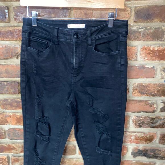 SO Black Wash Denim Vintage Vibe High Rise Ankle Skinny Jeans Women's Size 9/29W - Picture 2 of 7